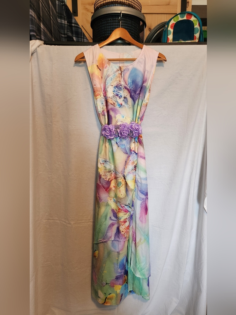 Floral Watercolor Maxi Dress in Pastel Multicolor